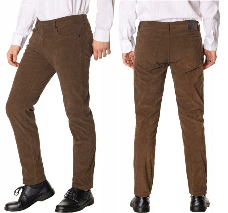 Klasyczne Spodnie Męskie Sztruksowe Sztruksy Drobny Prążek 991618 W32 L30