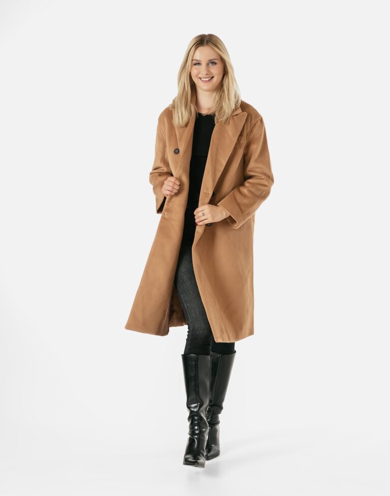 Elegancki Ciepły Długi Płaszcz Damski Dyplomatka na Jesień Zimę 8160-03 r S