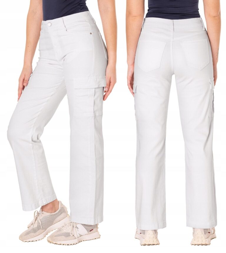 Szerokie Spodnie Szwedy Damskie CARGO Luźne z Szerokimi Nogawkami 7895B L