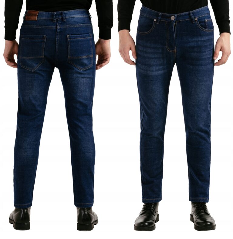 Ciepłe Spodnie Męskie Ocieplane Jeans Ocieplone Futerkiem Zimę 3373 W40 L30