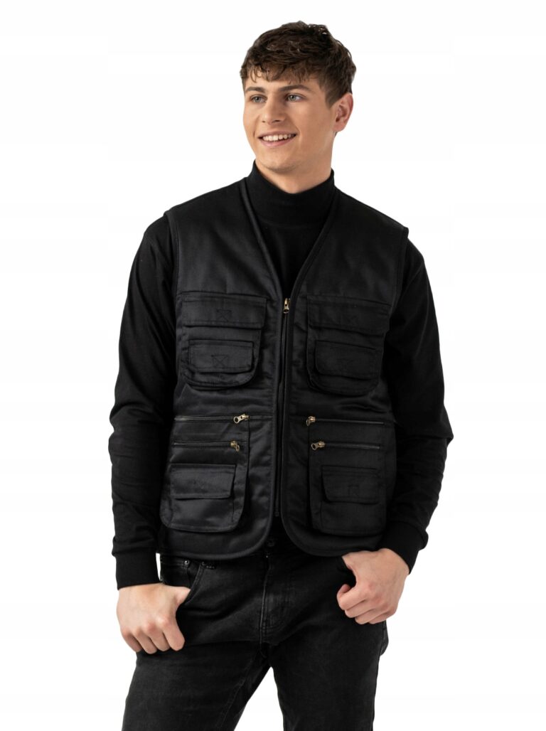 Duża Kamizelka Męska Ocieplana Ocieplona Bezrękawnik 9 Kieszeni K1007-2 3XL