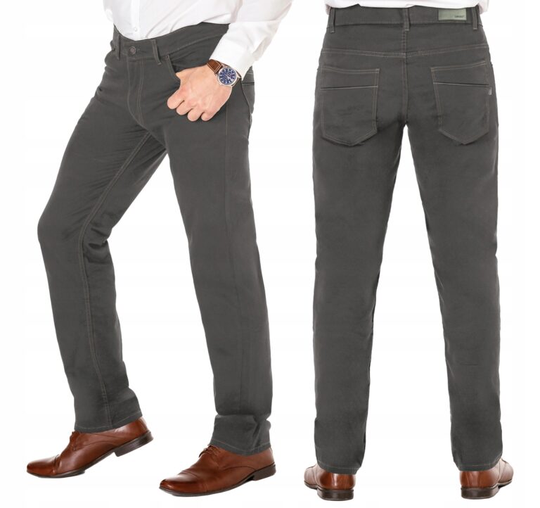 Eleganckie Cienkie Spodnie Męskie Materiałowe Bawełniane HUNTER 610/9 37/30
