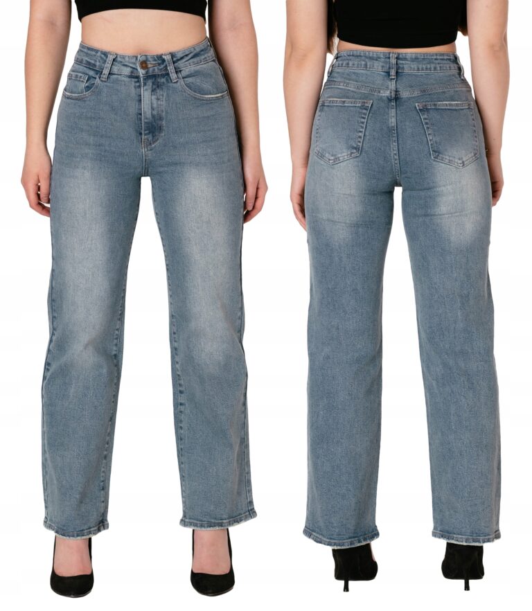 SZWEDY Spodnie Damskie Jeans z Szerokimi Luźnymi Nogawkami WIDE LEG 9236 M