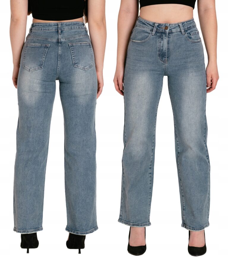 SZWEDY Spodnie Damskie Jeans z Szerokimi Luźnymi Nogawkami WIDE LEG 9236 M