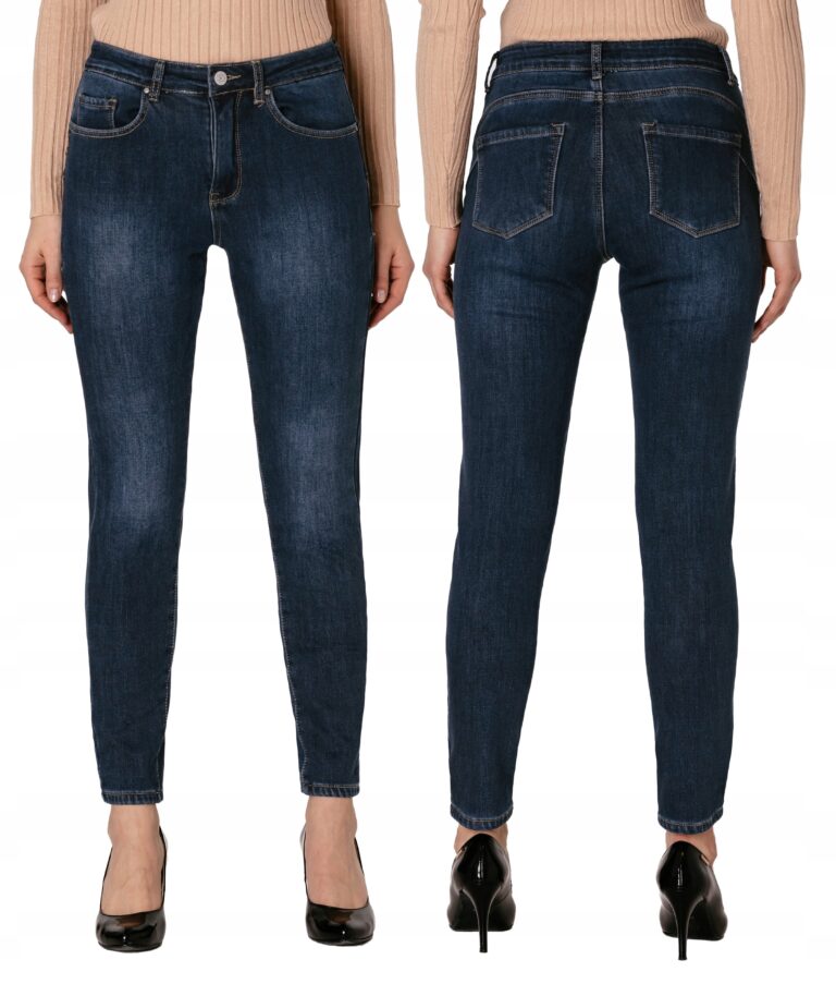 Ciepłe Ocieplane Spodnie Jeans Damskie Ocieplone Futerkiem na Zimę 33315 42