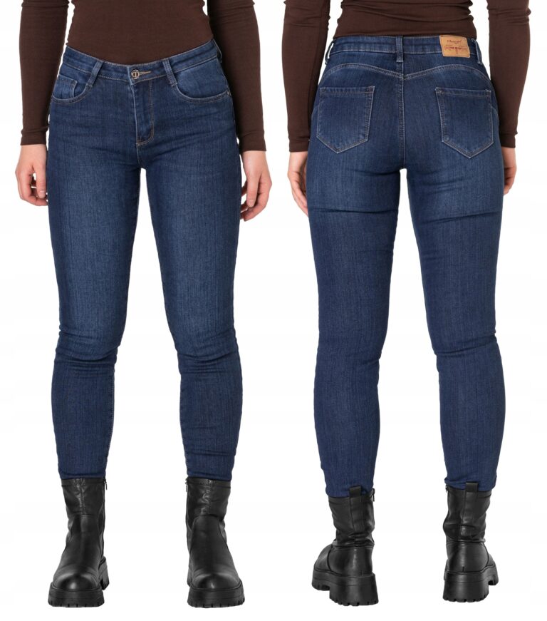 Ciepłe Spodnie Damskie Ocieplane Jeansy Rurki Ocieplone Polar Zimę 1102 W26