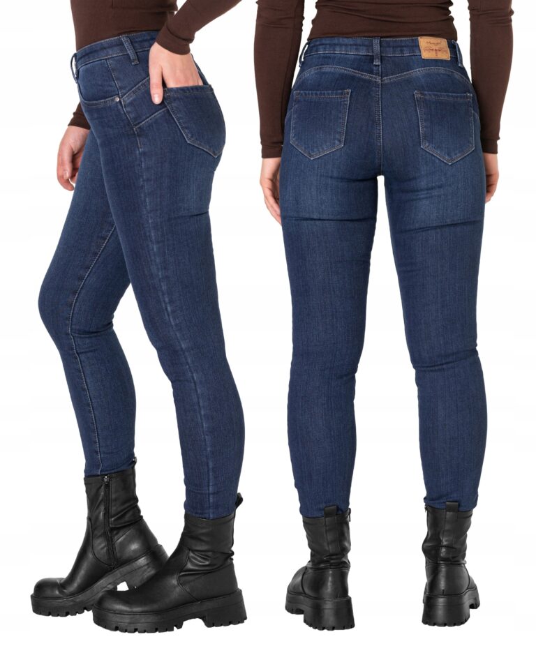 Ciepłe Spodnie Damskie Ocieplane Jeansy Rurki Ocieplone Polar Zimę 1102 W26