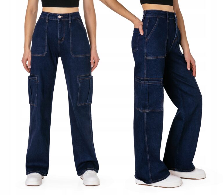 Spodnie Szwedy Dzwony Damskie CARGO z Szerokimi Luźnymi Nogawkami 8188 W40