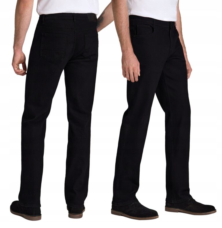 Czarne Spodnie Męskie Jeans Texasy Dżinsy Klasyczne Bawełniane 9768 W37 L30