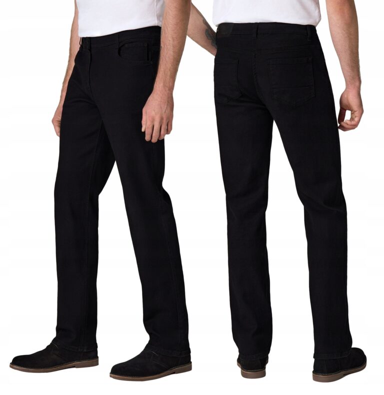 Czarne Spodnie Męskie Jeans Texasy Dżinsy Klasyczne Bawełniane 9768 W32 L30