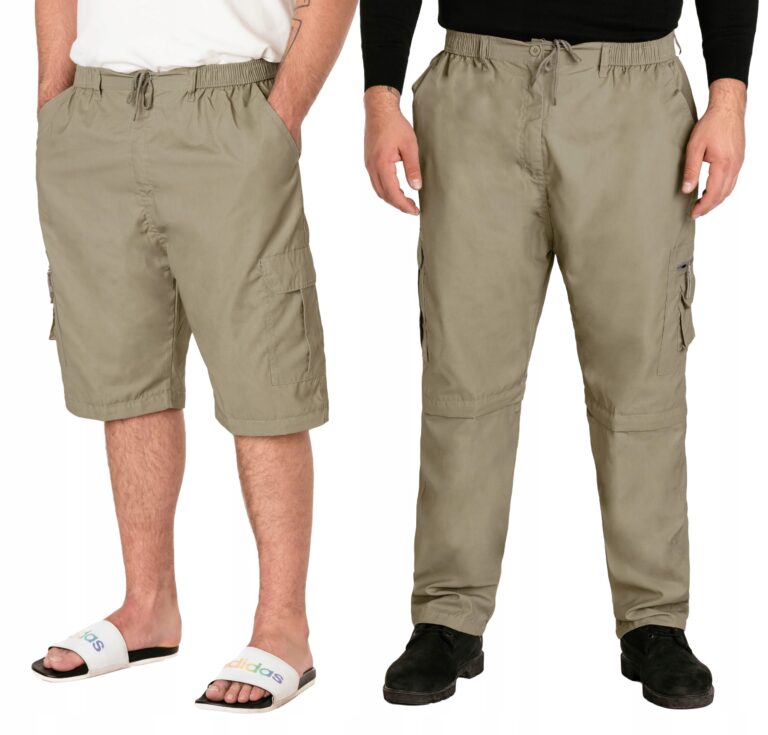 Duże Cienkie Spodnie Bojówki Męskie CARGO Odpinanymi Nogawkami 41704-04 8XL