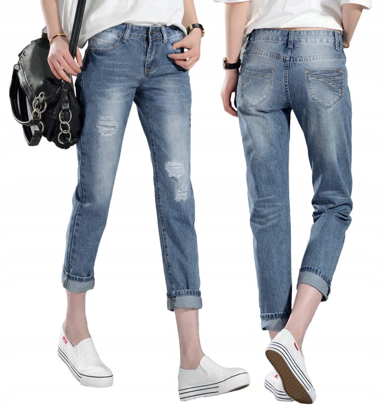 Jeansy Damskie z Przetarciami Dziurami ZY017 76 cm