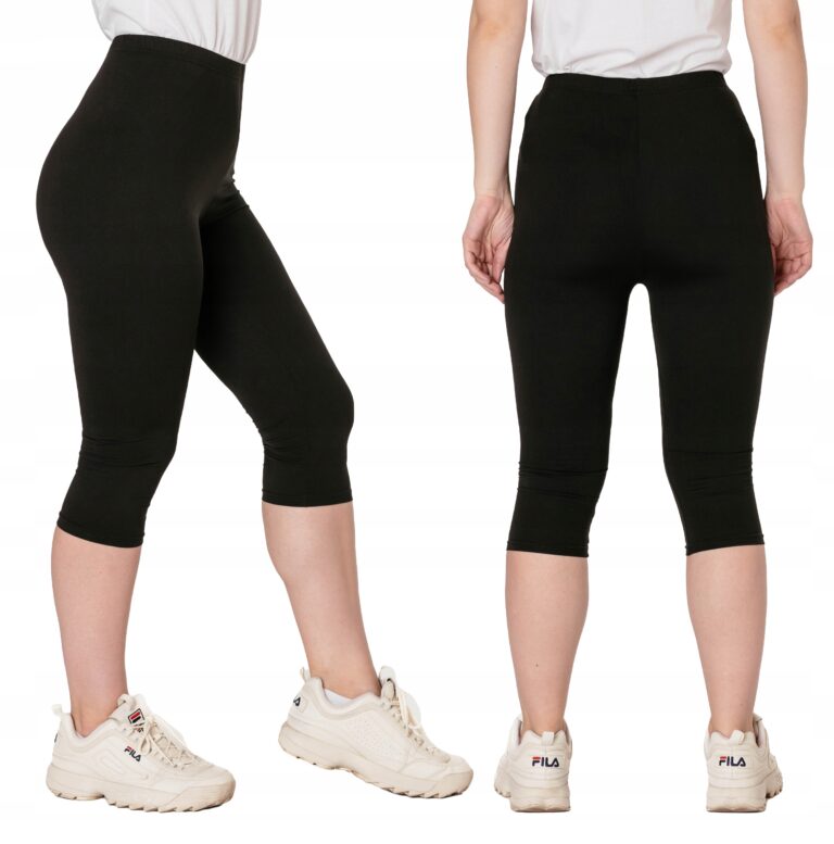 Duże Spodnie Legginsy Getry Damskie Cienkie Leginsy 3/4 Bambusowe 47702 4XL