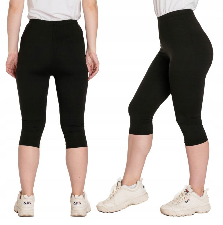 Duże Spodnie Legginsy Getry Damskie Cienkie Leginsy 3/4 Bambusowe 47702 4XL