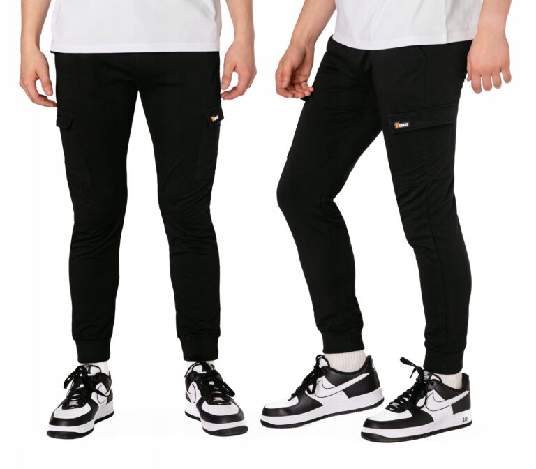 Sportowe Spodnie Dresowe Męskie Cargo z Kieszeniami Ściągaczami 28456-3 XXL
