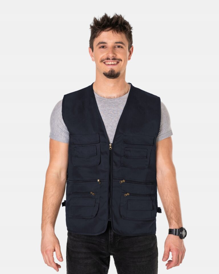 Cienka Sportowa Kamizelka Męska z Kieszeniami Bezrękawnik Lato K1006-2 4XL