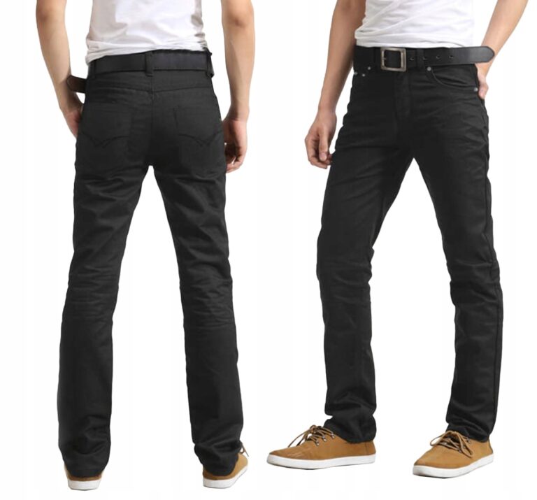 Eleganckie Czarne Wizytowe Spodnie Męskie Materiałowe Bawełniane TN271 W32