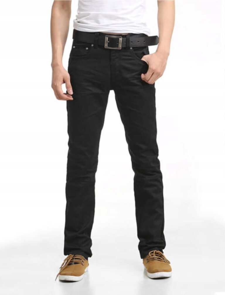 Eleganckie Czarne Wizytowe Spodnie Męskie Materiałowe Bawełniane TN271 W32