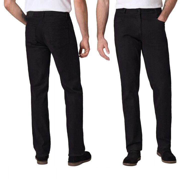 Długie Czarne Spodnie Jeansy Męskie Texasy Dżinsy dla Wysokich 7126 W42 L36