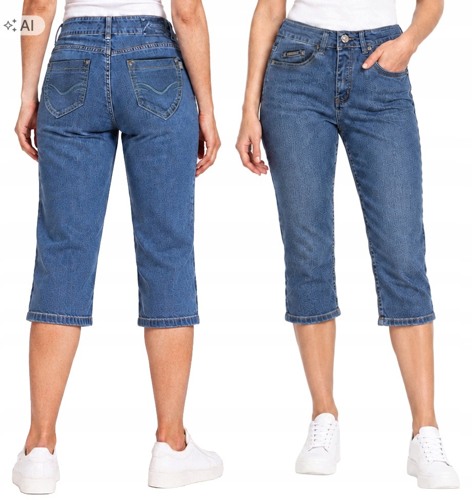 Krótkie Spodnie Spodenki Jeans Rybaczki Bawełniane Damskie na Lato 642 86cm