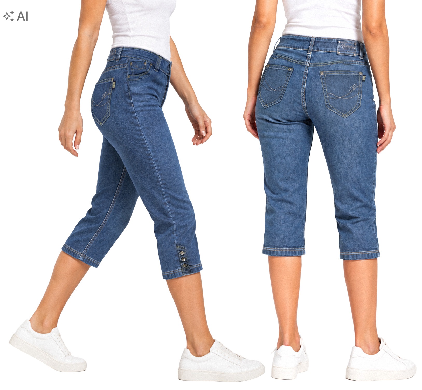 Krótkie Spodnie Spodenki Jeans Rybaczki Bawełniane Damskie na Lato 676 86cm