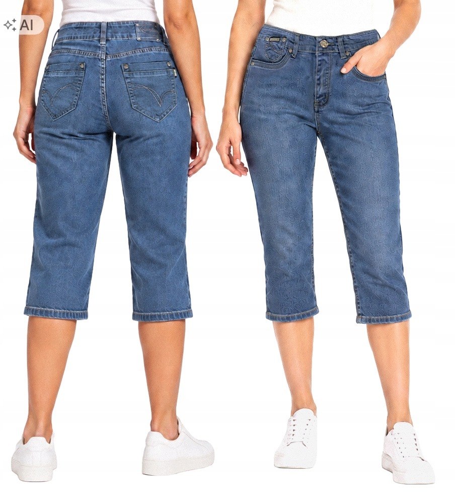 Krótkie Spodnie Spodenki Jeans Rybaczki Bawełniane Damskie na Lato 927 88cm