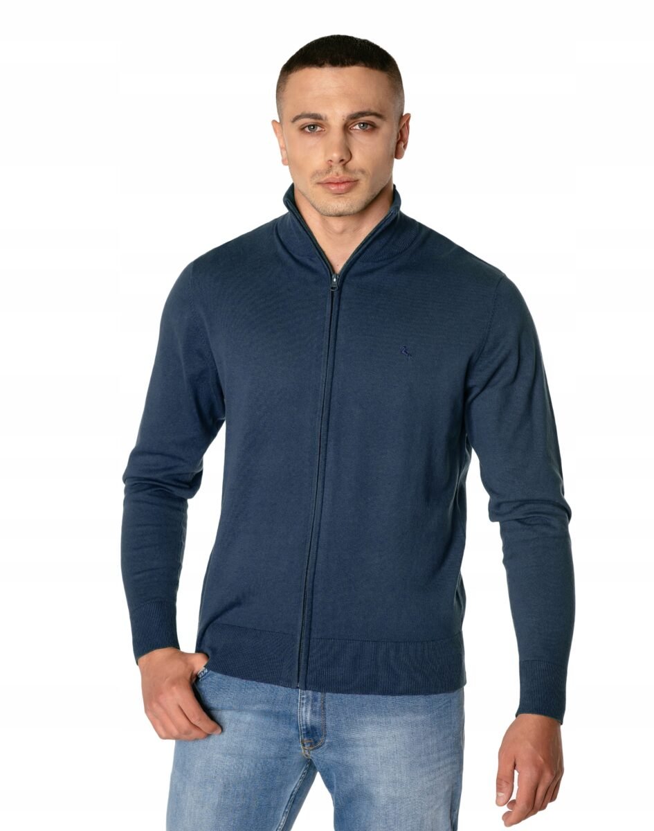 Elegancki Cienki Sweter Męski Rozsuwany na Zamek Półgolf Golf S3S C113 3XL