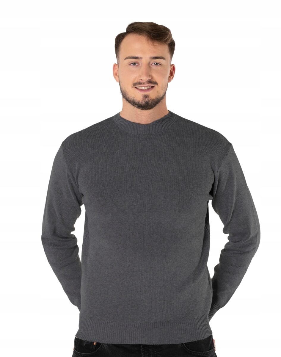 Elegancki Ciepły Duży Sweter Męski Gładki PółGolf Swetr Pół Golf 192-3 8XL