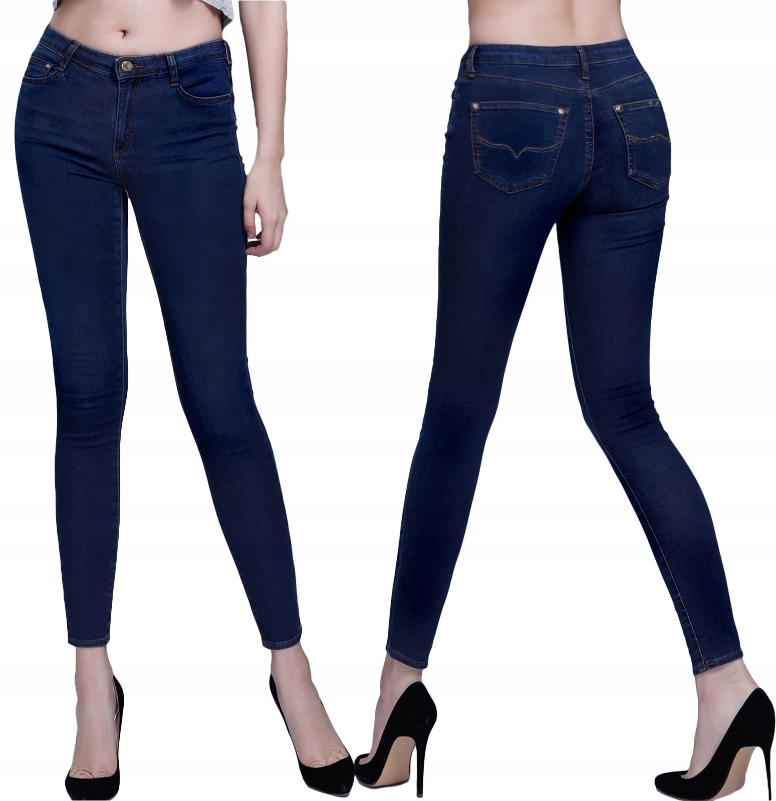 Duże Spodnie Damskie Jeansy Rurki SLIM Wysoki Stan Strecz Dżinsy 5293 104cm