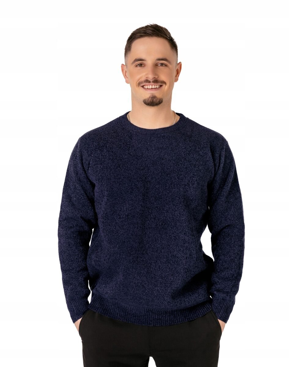 Ciepły Sweter Męski PółGolf Ocieplany Swetr Ocieplony Futerko Wełna 209-3 L