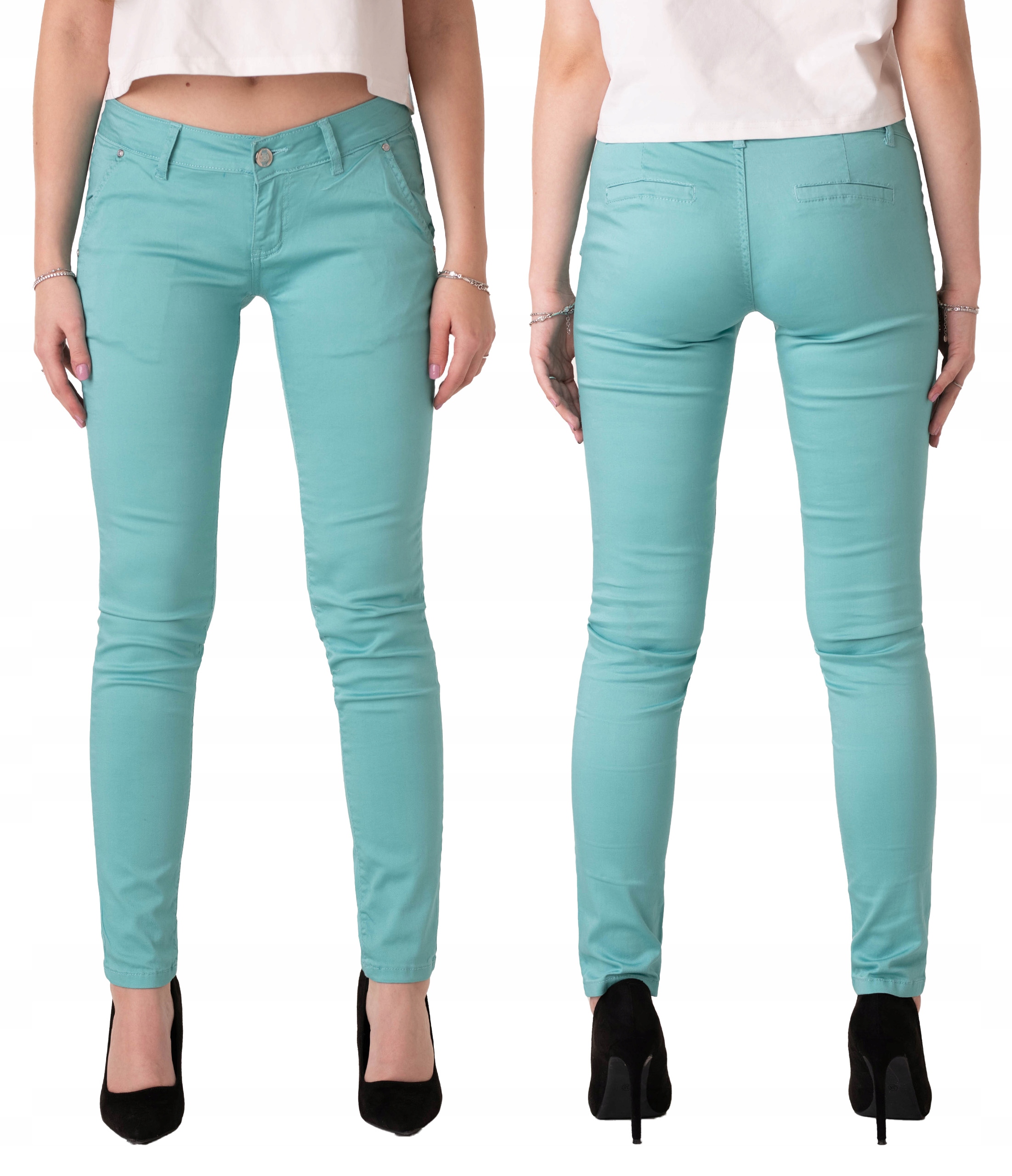 Eleganckie Cienkie Elastyczne Spodnie Damskie Rurki Bawełniane 9191-MI 80cm