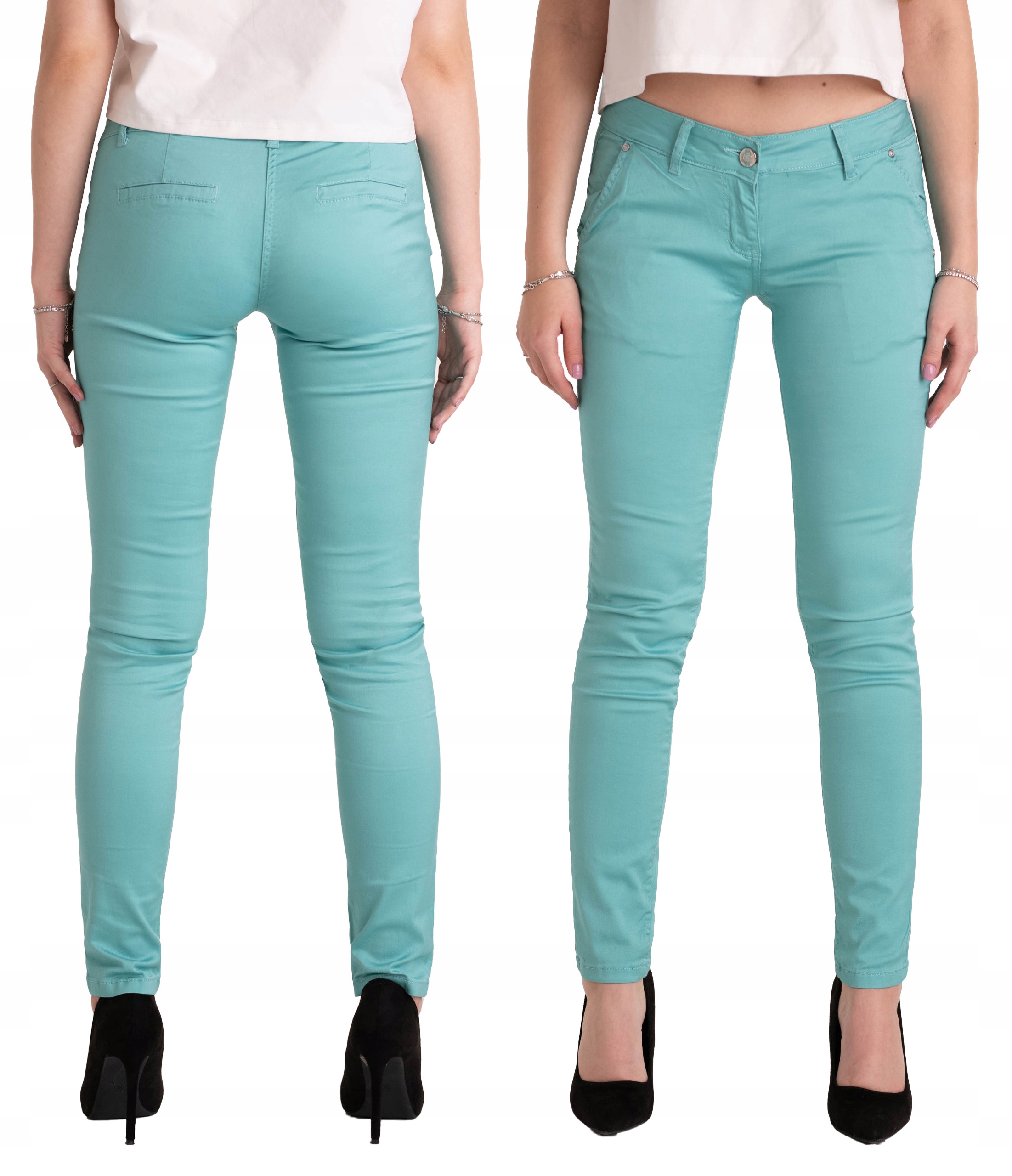 Eleganckie Cienkie Elastyczne Spodnie Damskie Rurki Bawełniane 9191-MI 80cm