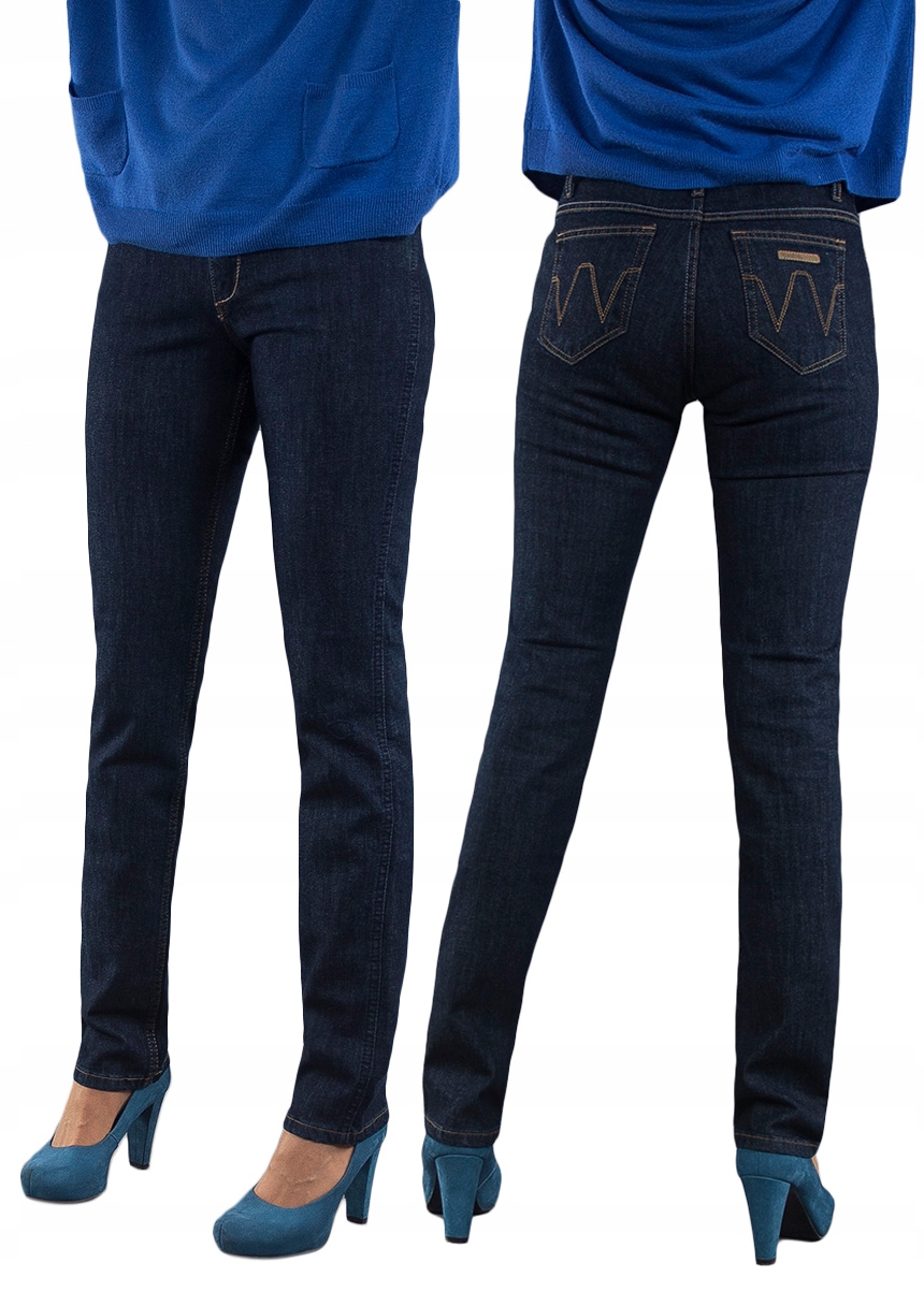 Spodnie Jeansy Rurki Damskie Granatowe Dżins Strecz BRIDLE Violetta 76 cm