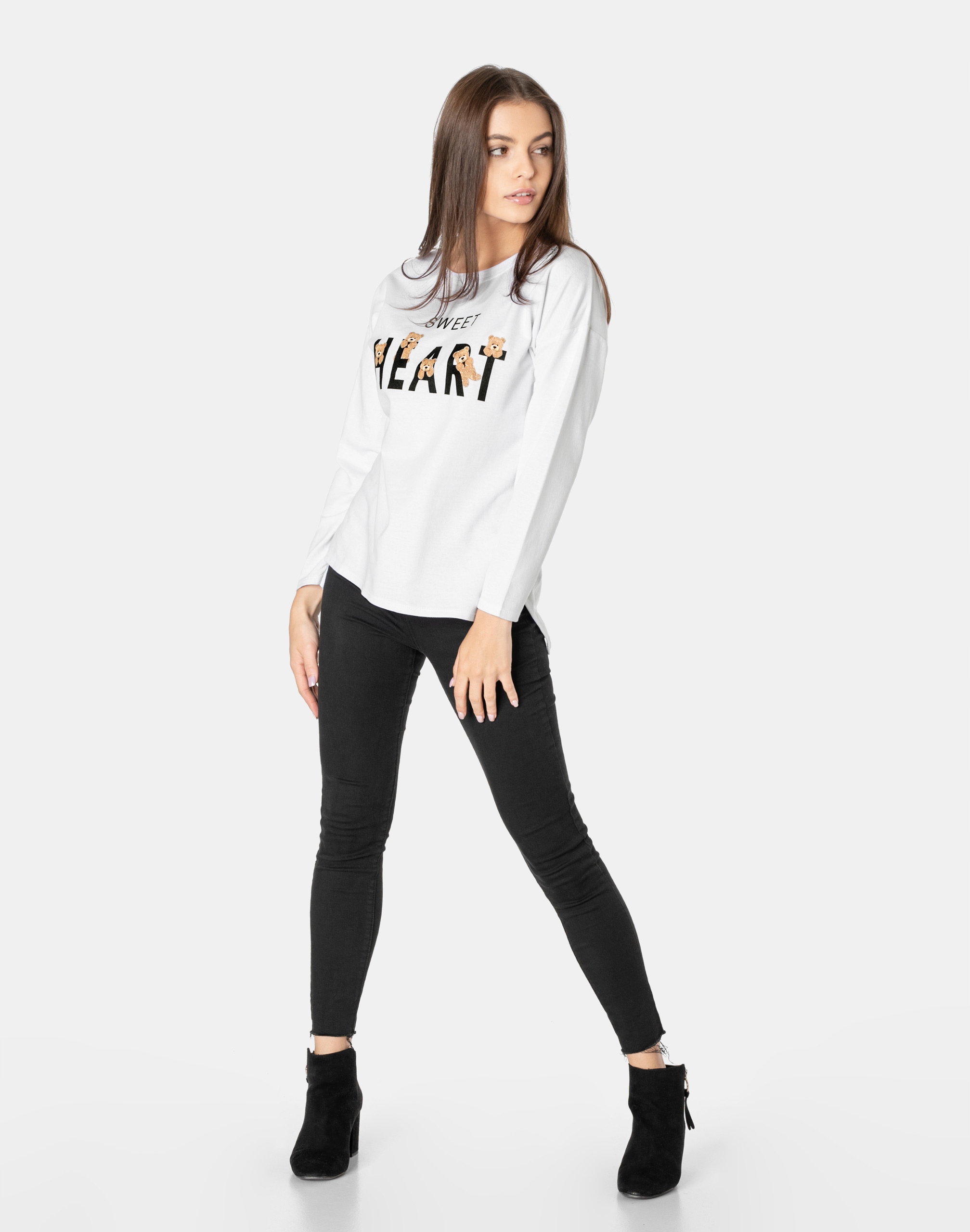 Bluzka Koszulka Damska 100% Bawełniana T-shirt z Długim Rękawem KL03-03 r M