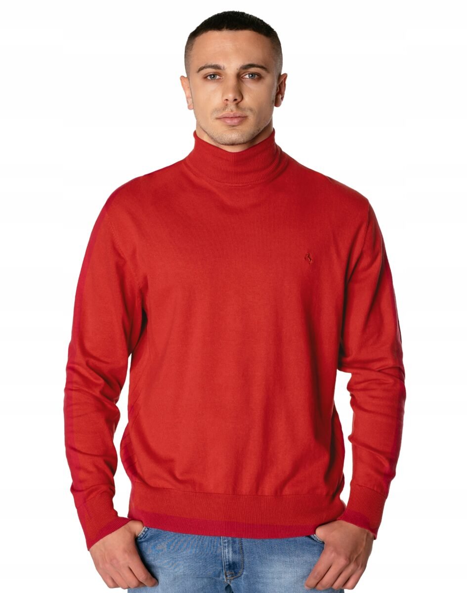 Elegancki Cienki Sweter Męski Golf Gładki Swetr pod Marynarkę S2S C121 3XL
