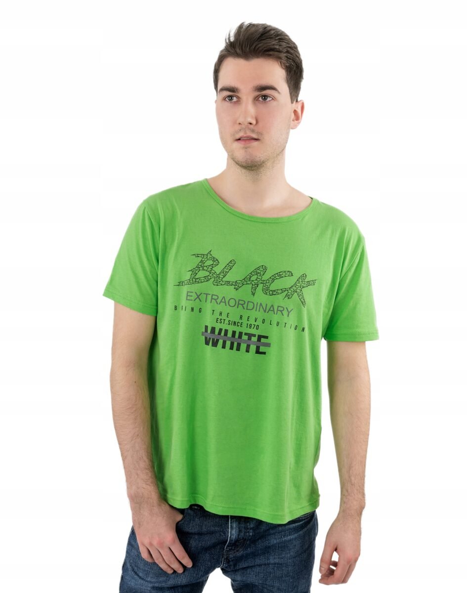 T-shirt Podkoszulek Koszulka z Krótkim Rękawem Męski Bawełniany 576 M limon