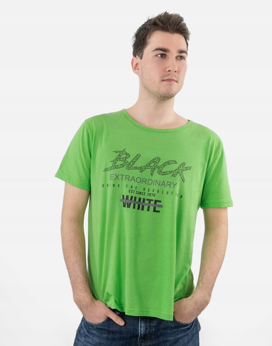 T-shirt Podkoszulek Koszulka z Krótkim Rękawem Męski Bawełniany 576 M limon