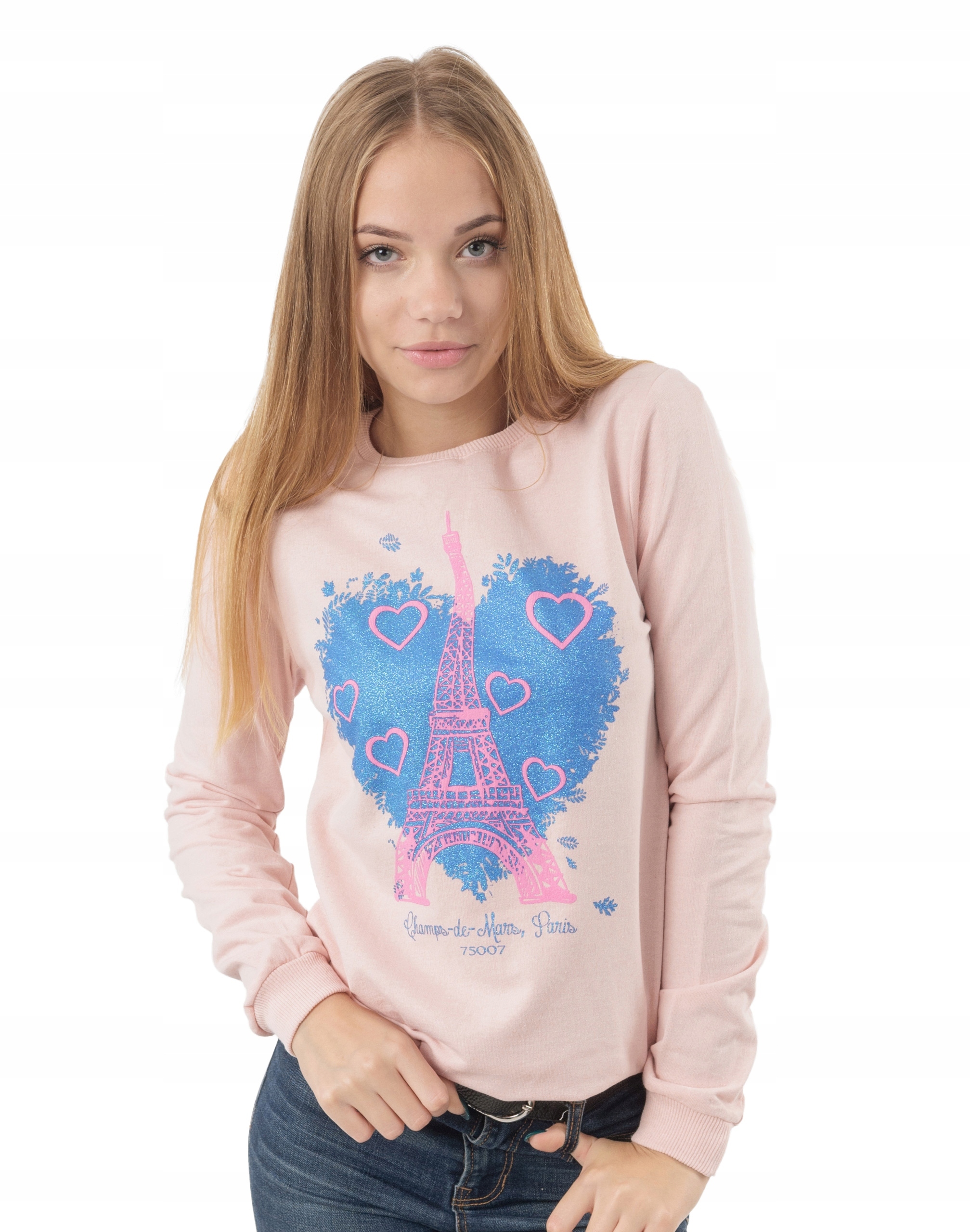 Cienka Bluza Damska Bluzka Dresowa 100% Bawełniana Długi Rękaw 5017-06 r XL