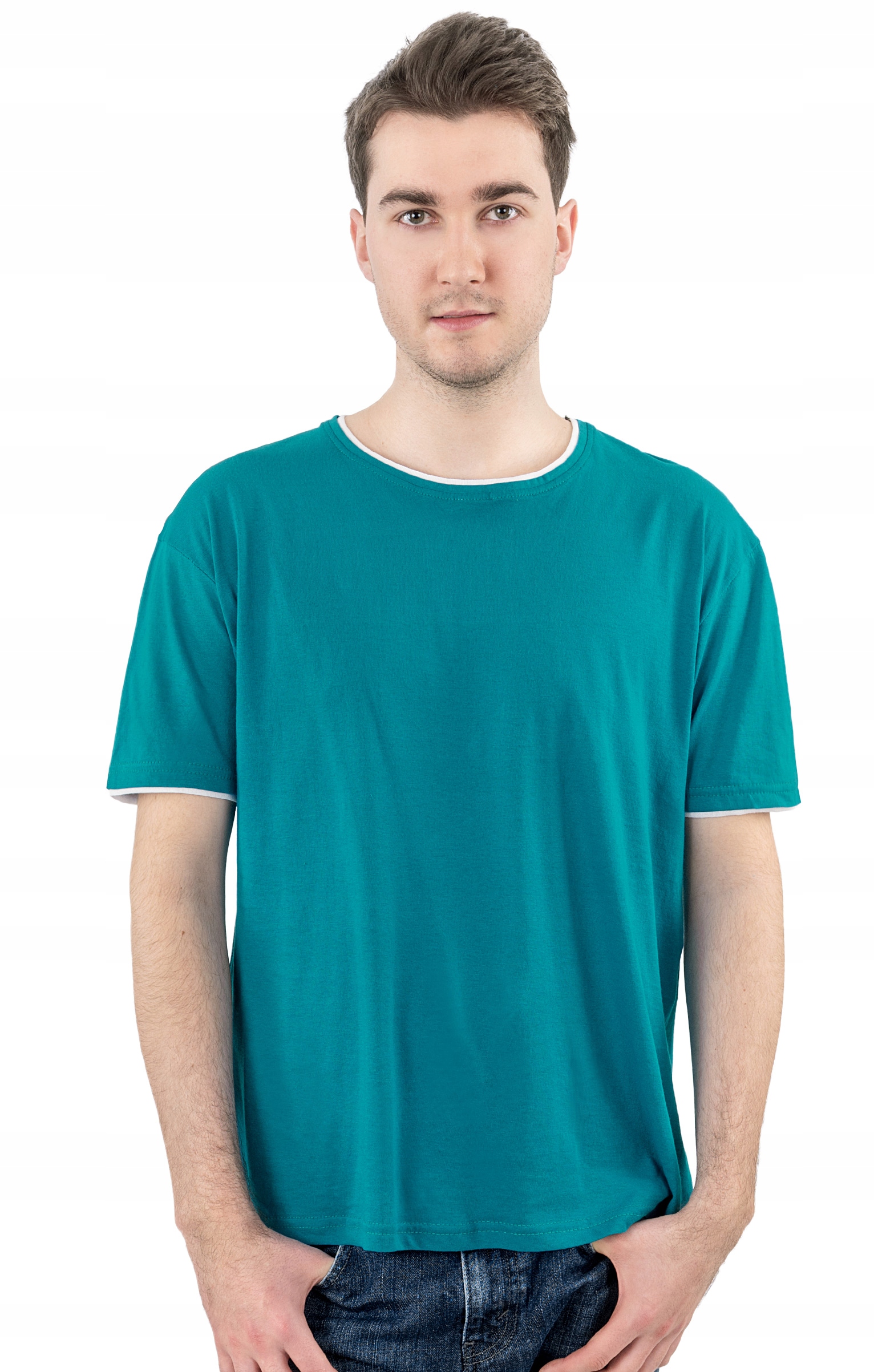 Koszulka Podkoszulek T-shirt Męski Tshirt Sportowy Bawełniany 24E M morski
