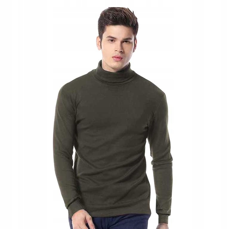 Elegancki golf sweter męski AREK swetry XXL oliwkowy
