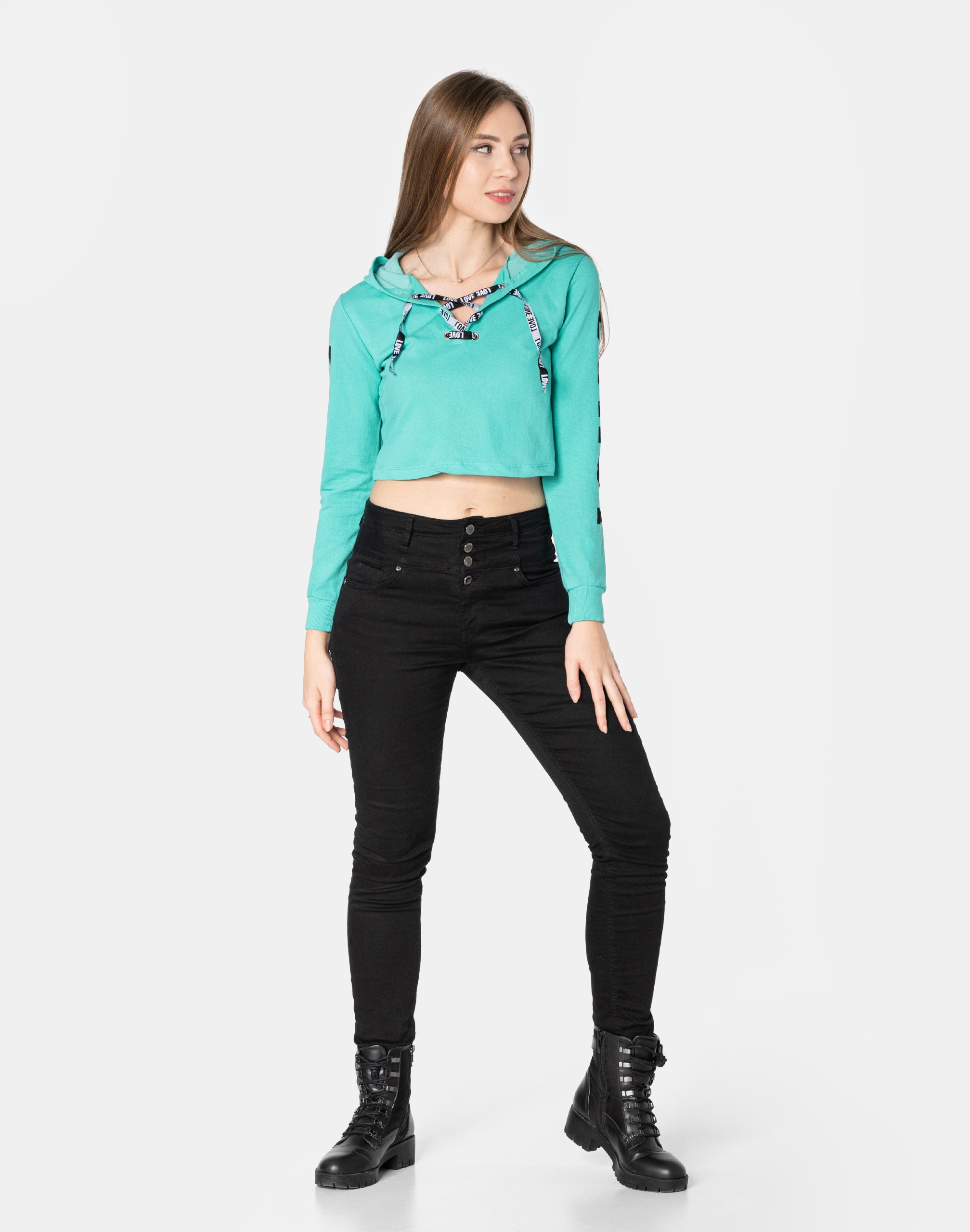 Młodzieżowa Krótka Bluzka Crop Top Bluza 843-8 XL