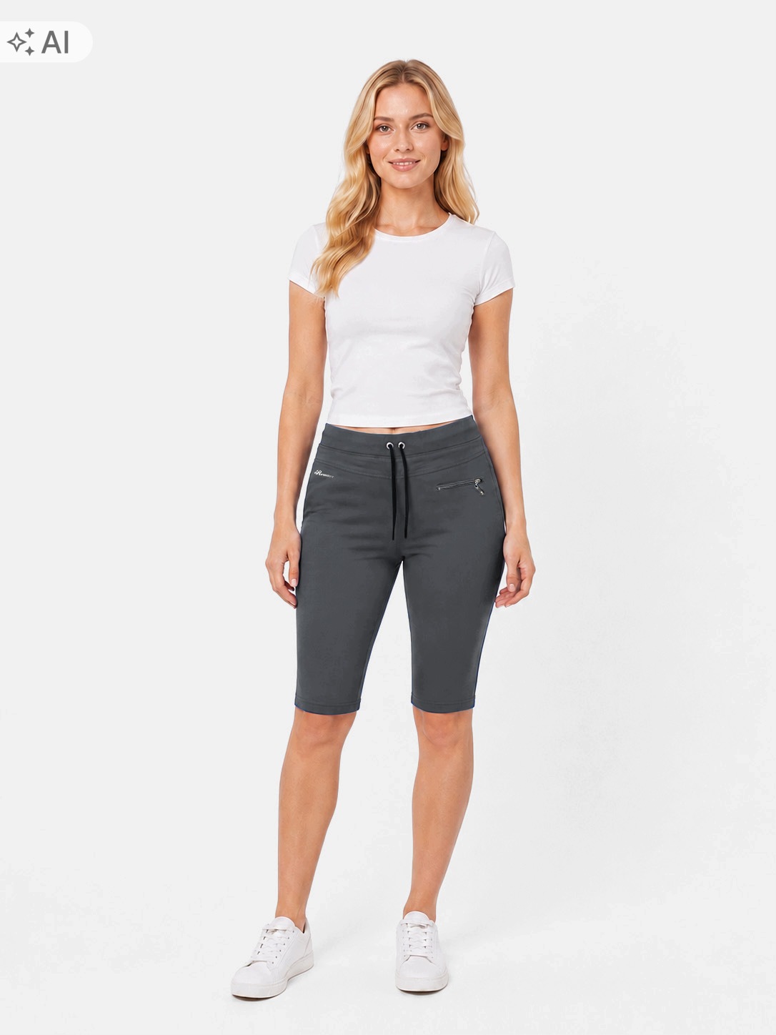 Krótkie Spodnie Spodenki Sportowe Treningowe Damskie Dres RENNOX 205 L stal